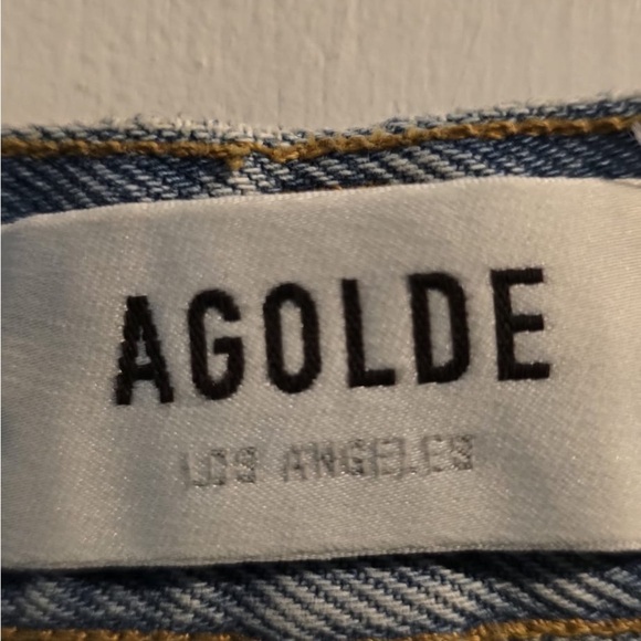 Agolde Distressed Blue Jean Shorts - Picture 10 of 12